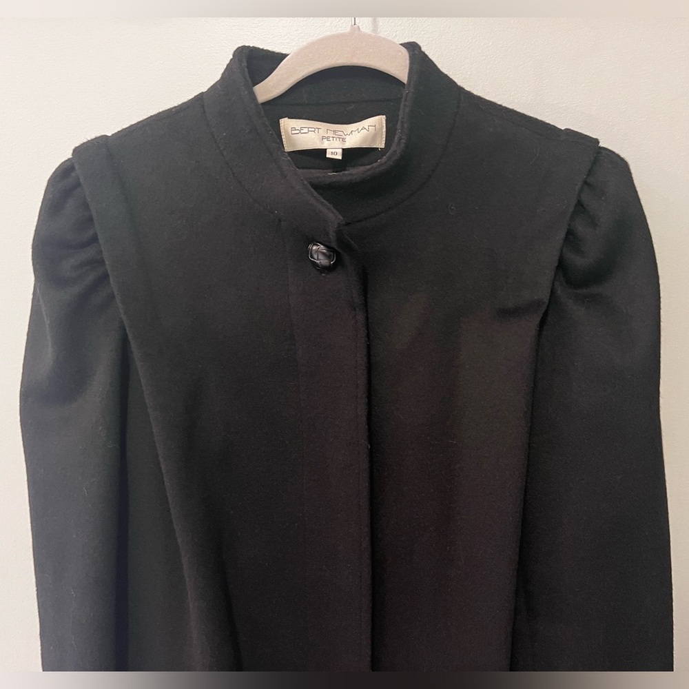 Vintage Bert Newman Wool Coat – Classic Black – Size 10 Petite - Picture 2 of 7